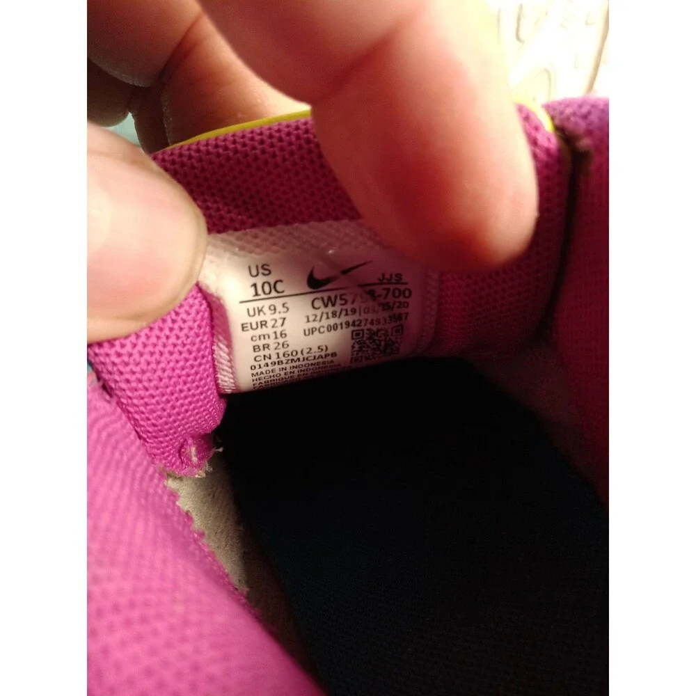 Nike Air Max 90 Volt Multi Fire Pink Sneakers CW5798-700 Toddler Size US 10C